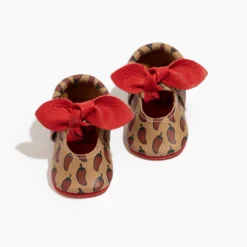 Chili Pepper Knotted Bow Baby Shoe