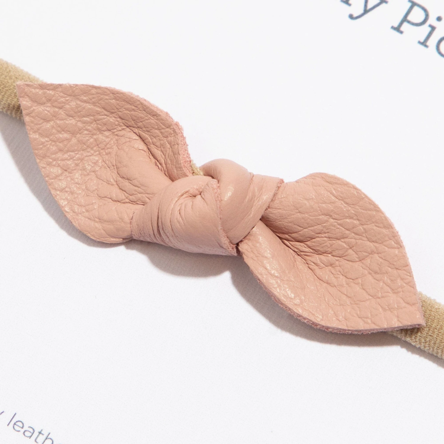 Blush Leather Knotted Bow Headband 2 Blush Leather Knotted Bow Headband - Image 2