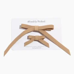 Weathered Brown Mommy And Me Leather Bow Hair Clips