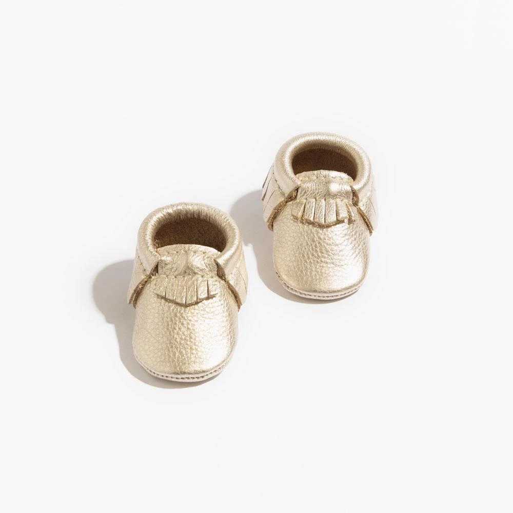 Newborn Platinum Moccasin Baby Shoe 1 Newborn Platinum Moccasin Baby Shoe