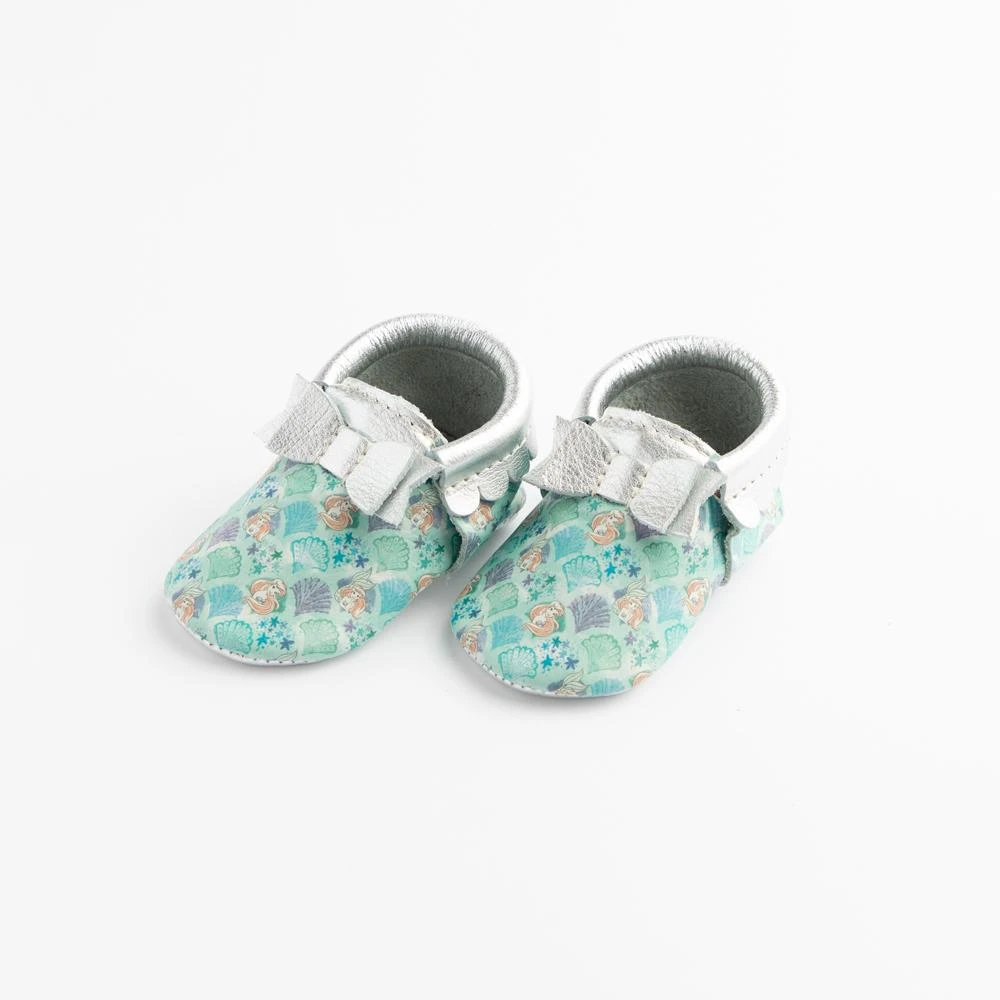 Watercolor Ariel Bow Baby Shoe 1 Watercolor Ariel Bow Baby Shoe